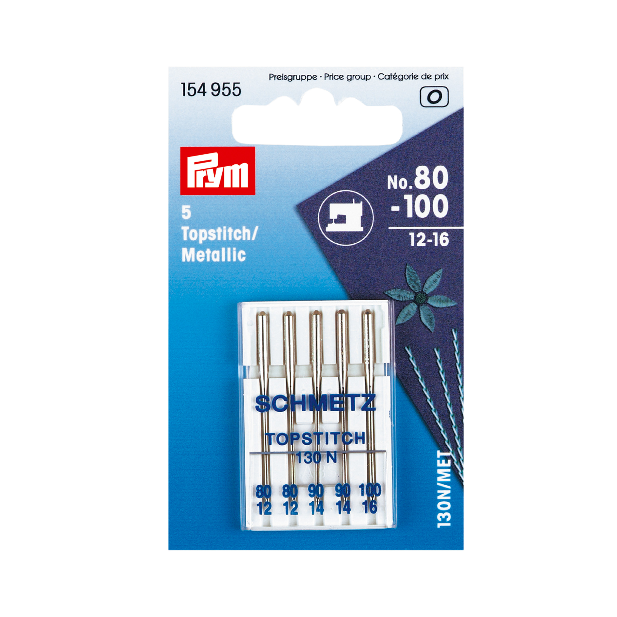 Prym Schmetz topstitch and metallic sewing machine needles with flat shank